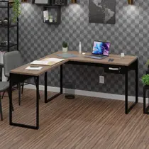 Mesa de Canto em L Escrivaninha com 1 Gaveta Industrial 135x150cm