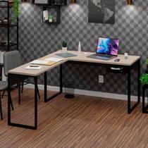 Mesa de Canto em L Escrivaninha com 1 Gaveta Industrial 150x150cm