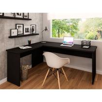 Mesa de Canto em L para Escritório Tampo 140cm Preto Mesa de Canto em L para Escritório Tampo 140cm Preto