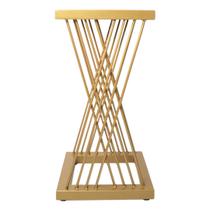 Mesa de Canto Estilo Industrial Tubo Reto Dourado com Preto em Metalon Pintura Eletrostática Alto Padrão Marca Kasadi