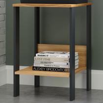 Mesa de Canto Industrial 1 Prateleira 100% Mdf Freijó/Preto Fosco F14 - Pradel Mesa de Canto Industrial 1 Prateleira 100% Mdf Freijó/Preto Fosco F14 - Pradel