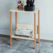 Mesa de Canto Industrial 1 Prateleira 100% Mdf Off White/Freijó F14 - Pradel Mesa de Canto Industrial 1 Prateleira 100% Mdf Off White/Freijó F14 - Pradel