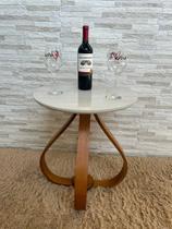 Mesa de canto laqueada e com vidro pés cebola - ll móveis - off white