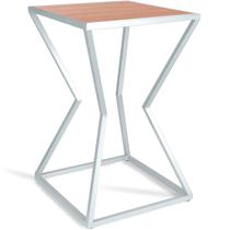 Mesa de Canto Lateral Alta Quadrada para Sala Austria - Branca Jade
