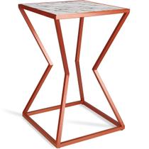Mesa de Canto Lateral Alta Quadrada para Sala Austria - Cobre Vulcano