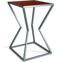 Mesa de Canto Lateral Alta Quadrada para Sala Austria - Prata Villandry