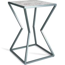 Mesa de Canto Lateral Alta Quadrada para Sala Austria - Prata Vulcano