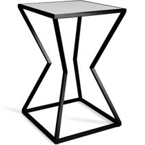 Mesa de Canto Lateral Alta Quadrada para Sala Austria - Preta Branca