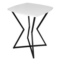 Mesa de Canto Lateral Alta Quadrada para Sala Austria - Preta Branca Mesa de Canto Lateral Alta Quadrada para Sala Austria - Preta Branca