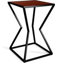 Mesa de Canto Lateral Alta Quadrada para Sala Austria - Preta Villandry