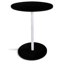 Mesa de Canto Lateral Alta Redonda para Sala Albany - Branca Preta