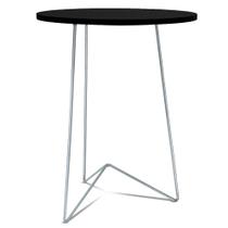 Mesa de Canto Lateral Alta Redonda Sala Athenas Tripé - Prata e Preta Mesa de Canto Lateral Alta Redonda Sala Athenas Tripé - Prata e Preta