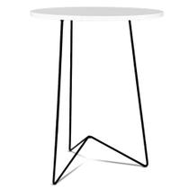 Mesa de Canto Lateral Alta Redonda Sala Athenas Tripé - Preta e Branca