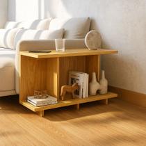 Mesa de Canto Lateral Apoio Sofá Minimalista Freijó
