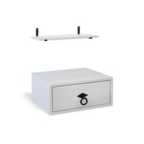 Mesa de Canto Lateral Apoio Suspensa com Prateleira Betânia Cor Fendi