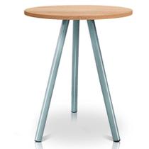 Mesa de Canto Lateral Atlanta Tripé Redonda Tampo em MDF - Prata e Jade Mesa de Canto Lateral Atlanta Tripé Redonda Tampo em MDF - Prata e Jade