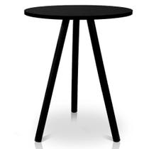 Mesa de Canto Lateral Atlanta Tripé Redonda Tampo em MDF Preta e Preta