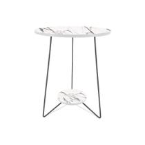 Mesa de Canto Lateral Dijon Alta Redonda Sala Tripé - Prata e Vulcano Mesa de Canto Lateral Dijon Alta Redonda Sala Tripé - Prata e Vulcano