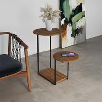 Mesa de Canto Lateral Ferro Preto Estilo Redondo Cibele Freijó