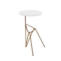 Mesa De Canto Lateral Mesinha Bambino Base Cobre e Tampo Branco