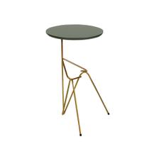 Mesa De Canto Lateral Mesinha Bambino Base Dourado e Tampo Verde Mesa De Canto Lateral Mesinha Bambino Base Dourado e Tampo Verde