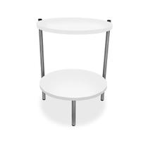 Mesa de Canto Lateral Nairóbi Redonda Prata e Branco