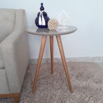 Mesa De Canto Lateral Pé Palito Fendi com Vidro 50 cm Diâmetro 70 cm Altura Casa Uai