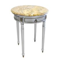 Mesa de Canto Lateral Redonda Branca c Bronze Marmore Luxo Mesa de Canto Lateral Redonda Branca c Bronze Marmore Luxo