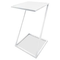 Mesa De Canto Modelo Industrial Lateral em Z Sieger Decoração Para Sala Branco e Branco Mesa De Canto Modelo Industrial Lateral em Z Sieger Decoração Para Sala Branco e Branco