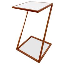 Mesa De Canto Modelo Industrial Lateral em Z Sieger Decoração Para Sala Cobre e Branco