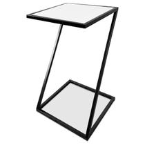 Mesa De Canto Modelo Industrial Lateral em Z Sieger Decoração Para Sala - Preto e Branco Mesa De Canto Modelo Industrial Lateral em Z Sieger Decoração Para Sala - Preto e Branco