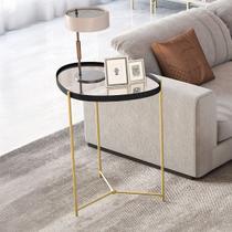 Mesa de Canto Orgânica Alamanda com Espelho Preto/Dourado - Jb Bechara Mesa de Canto Orgânica Alamanda com Espelho Preto/Dourado - Jb Bechara