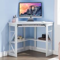 Mesa de Canto para Computador VECELO com Bandeja para Teclado Branca