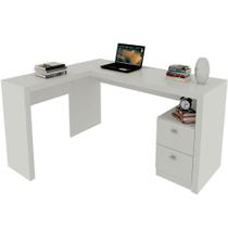 Mesa De Canto Para Escritório Em L Angular Com 2 Gavetas Branco Mesa De Canto Para Escritório Em L Angular Com 2 Gavetas Branco