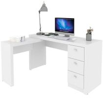 Mesa De Canto Para Escritório Em L Angular Com 3 Gavetas Branco Mesa De Canto Para Escritório Em L Angular Com 3 Gavetas Branco
