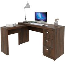 Mesa De Canto Para Escritório Em L Angular Com 3 Gavetas Rústico Mesa De Canto Para Escritório Em L Angular Com 3 Gavetas Rústico