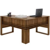 Mesa De Canto Para Escritório Em L Angular Detalhe Ripado Nogal