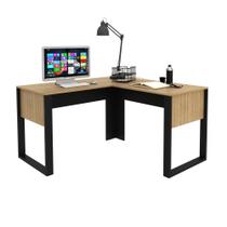 Mesa de canto para escritório Me4181 Amêndoa/Preto - Tecno Mesa de canto para escritório Me4181 Amêndoa/Preto - Tecno