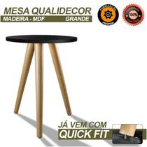 Mesa De canto Pe Palito Redonda Para Sala Apoio Lateral mdf Fosco
