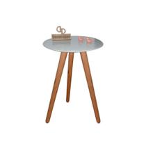 Mesa De Canto Pés Palito Amadeirado Com Tampo Vidro 35cm Off White 50cm Mesa De Canto Pés Palito Amadeirado Com Tampo Vidro 35cm Off White 50cm