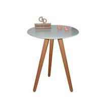 Mesa De Canto Pés Palito Amadeirado Com Tampo Vidro 50cm Off White 60cm Mesa De Canto Pés Palito Amadeirado Com Tampo Vidro 50cm Off White 60cm