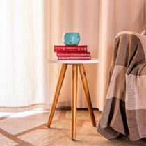 Mesa De Canto Redonda 35x40 Pé Palito Mdf Branca Mesa De Canto Redonda 35x40 Pé Palito Mdf Branca