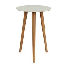Mesa de Canto Redonda 45cm Lisboa Off White/Freijó