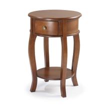 Mesa de Canto Redonda de Madeira Antique com 1 Gaveta - M51035