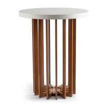 Mesa De Canto Redonda Lateral Sofá Ravena 60cm De Altura