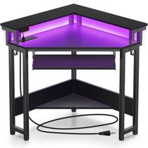 Mesa de canto Rolanstar 113x88x88 cm com efeito fibra de carbono e LED
