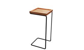 Mesa De Canto Sofá Base Preta Anny Apoio Lateral 68cm Tampo Mel