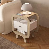 Mesa de Canto Theo 1 Gaveta com Usb Naturale/Branco - Artely