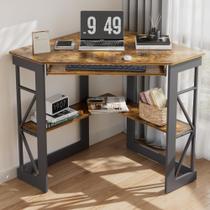 Mesa de Canto VECELO com Bandeja para Teclado e Prateleiras de Armazenamento 104x71x76cm