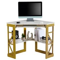 Mesa de Canto VECELO com Bandeja para Teclado e Prateleiras de Armazenamento 104x71x76cm